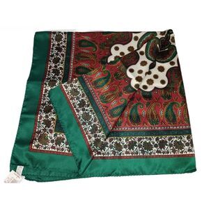 LAZARUS Symphony Scarf - Red/Dark Green Paisley Pattern -Made in Italy (New Tag)